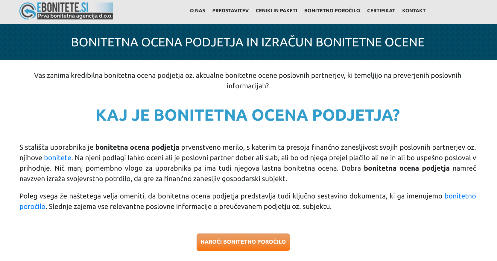 bonitetna ocena podjetja - ključne besede